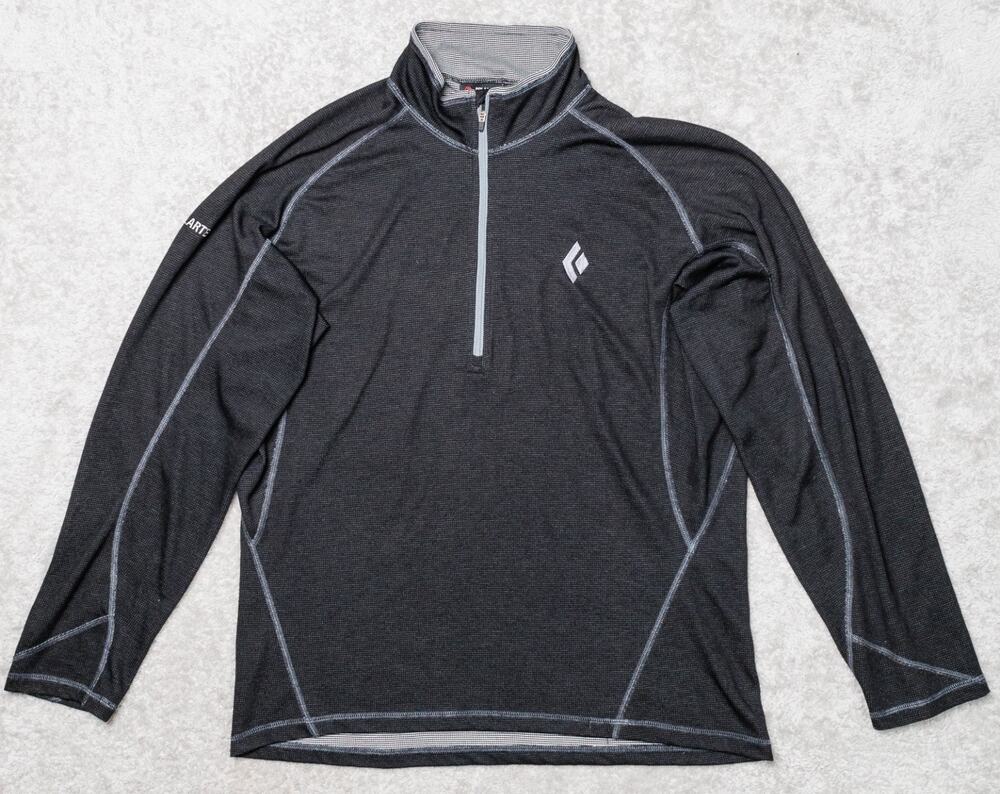 Black Diamond Polartec Quarter Zip Black and Gray Mock Neck Pullover Mens Size L